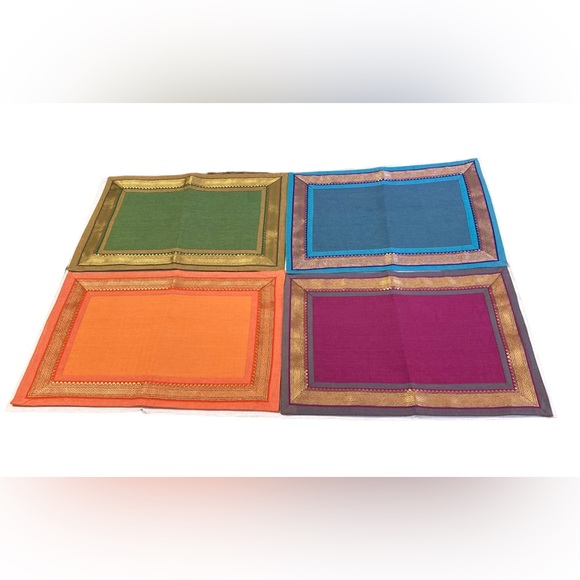 Set of 4 Decorative Embroidered Cloth Table Placemats Dining Place Settings - Picture 2 of 14